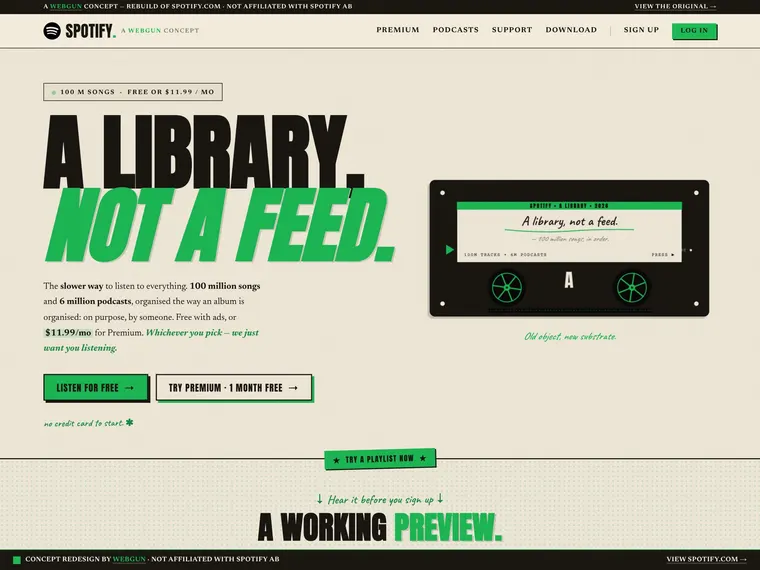 Spotify concept rebuild by Webgun