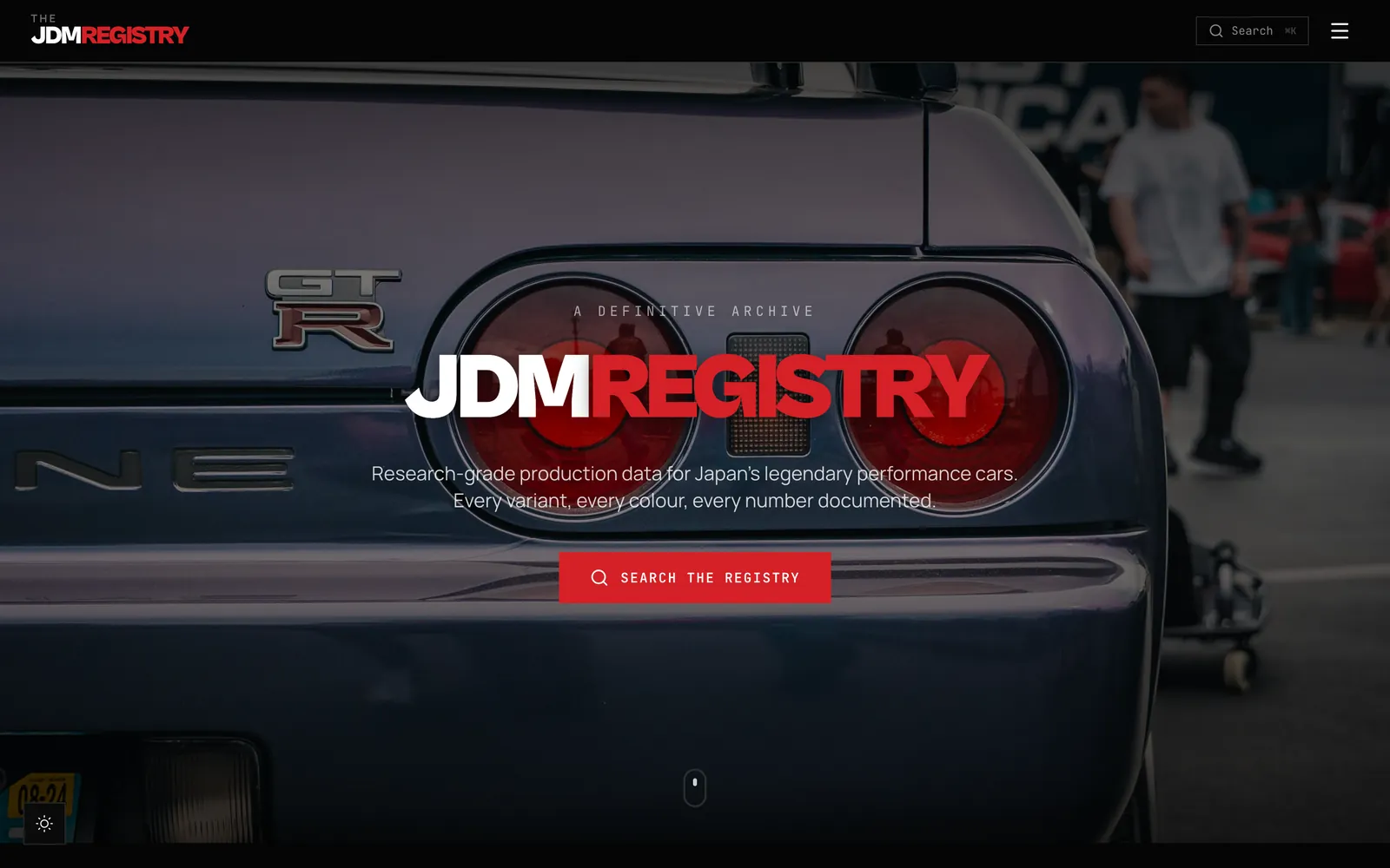 The JDM Registry, custom data product built by Webgun